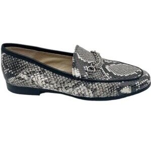 Sam Edelman Lorenzo snake skin print loafer flat shoes size 6M leather Black *